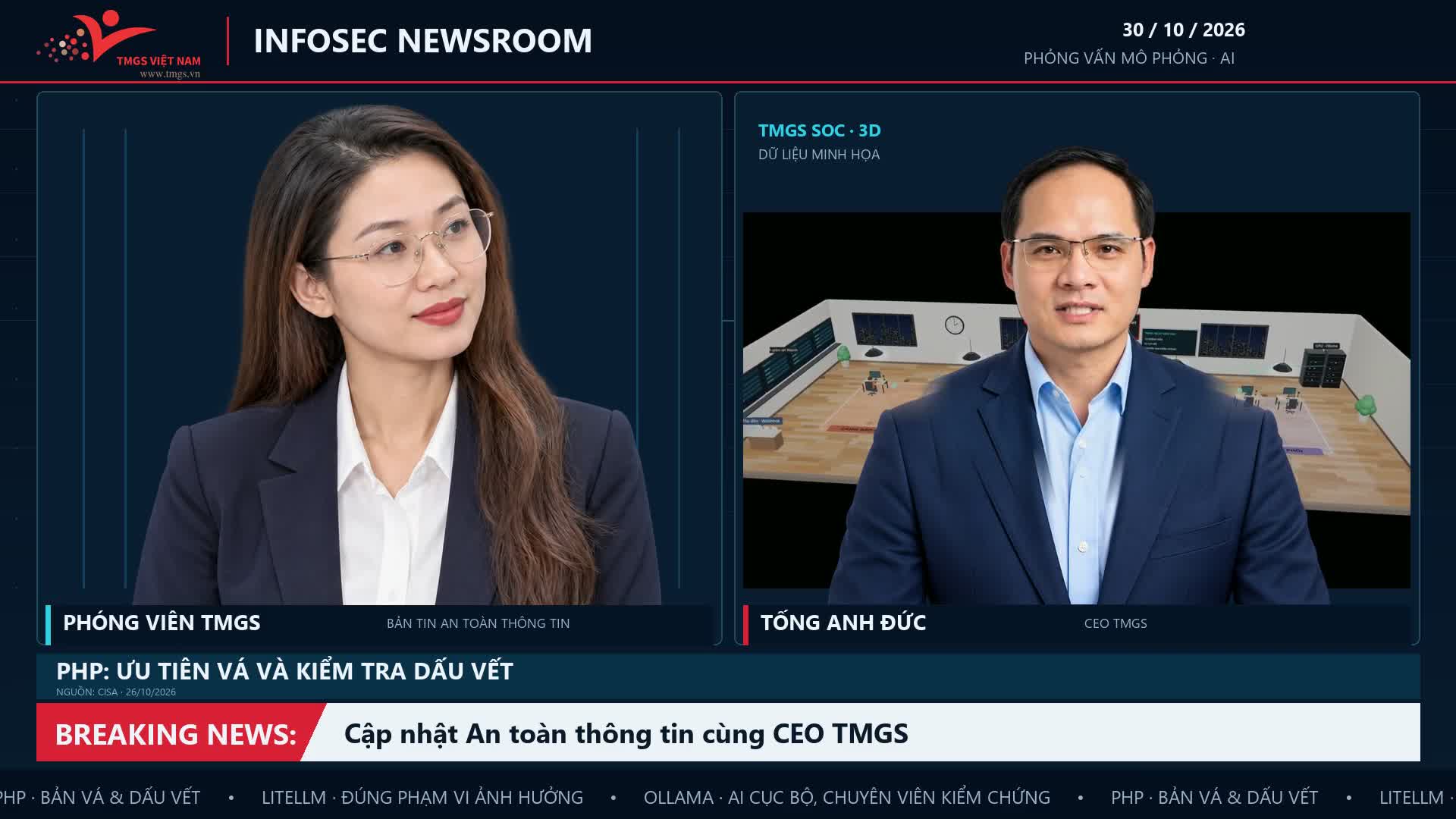 Ảnh bìa video TMGS InfoSec Newsroom: Ba cảnh báo an toàn thông tin cùng CEO Tống Anh Đức